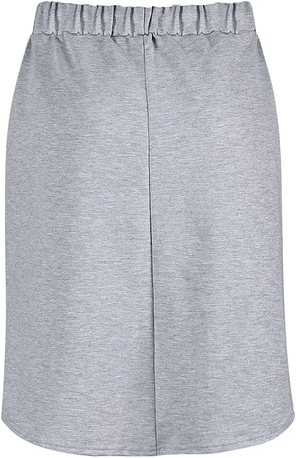 Womens Skirts Knee Length Pencil Skirts Elastic Midi Bodycon Solid Drawstring Daily Dresses