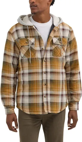 Wrangler Authentics Men's Long Sleeve Quilted Lined Flannel Shirt Jacket with Hood