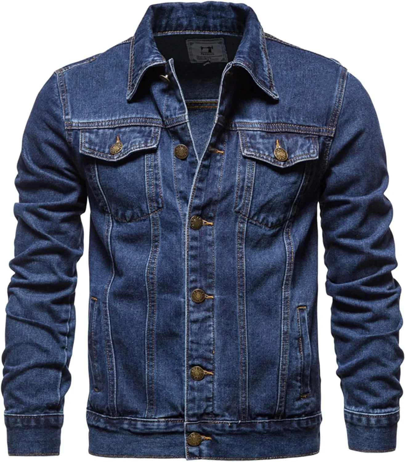 Ymosrh Men's Fall Jackets Casual Denim Long Sleeve Lightweight Trucker Jackets Fashion Jean Coat with Pockets Jacket