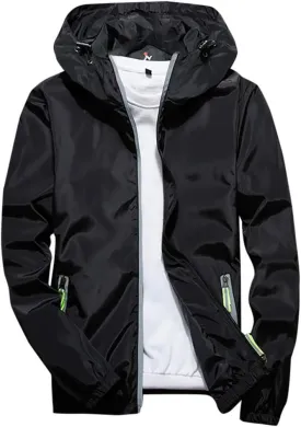Ymosrh Men's Lightweight Work Jackets Water Resistant Rain Jacket Windproof for Hiking Fishing Running Sportswear, M-7XL