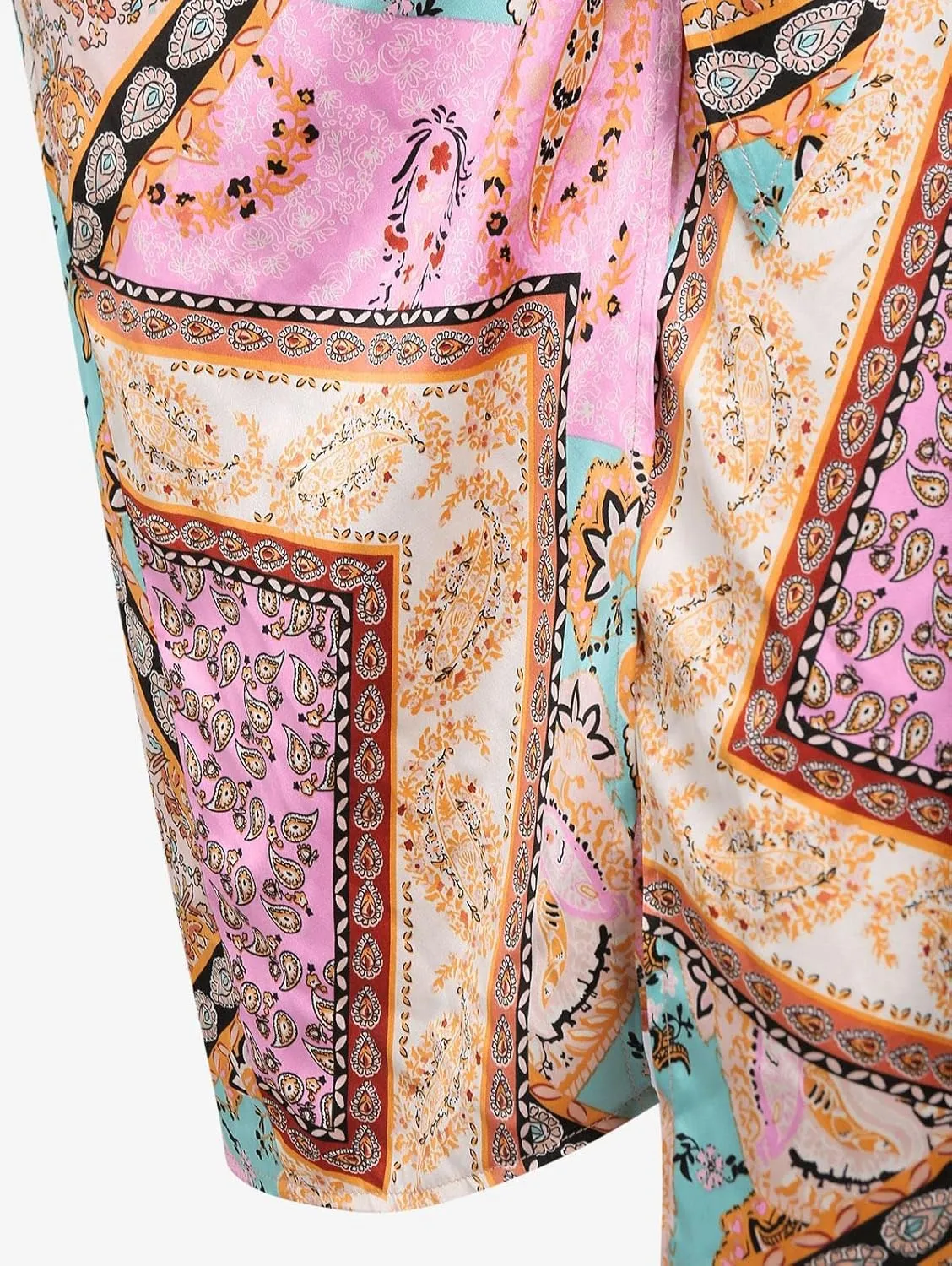 ZAFUL Women's Boho High Waist Midi Skirt Bandana Paisley Tie Sarong Skirt Ruched Split Sexy Bodycon Skirt
