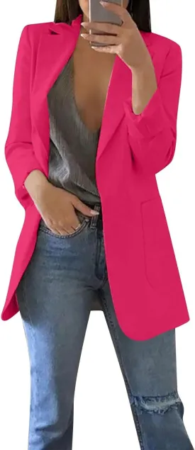 ZEFOTIM Women Blazer Fitted Fashion Plus Size Floral/Striped Coat Trendy Business 2024 Blazer